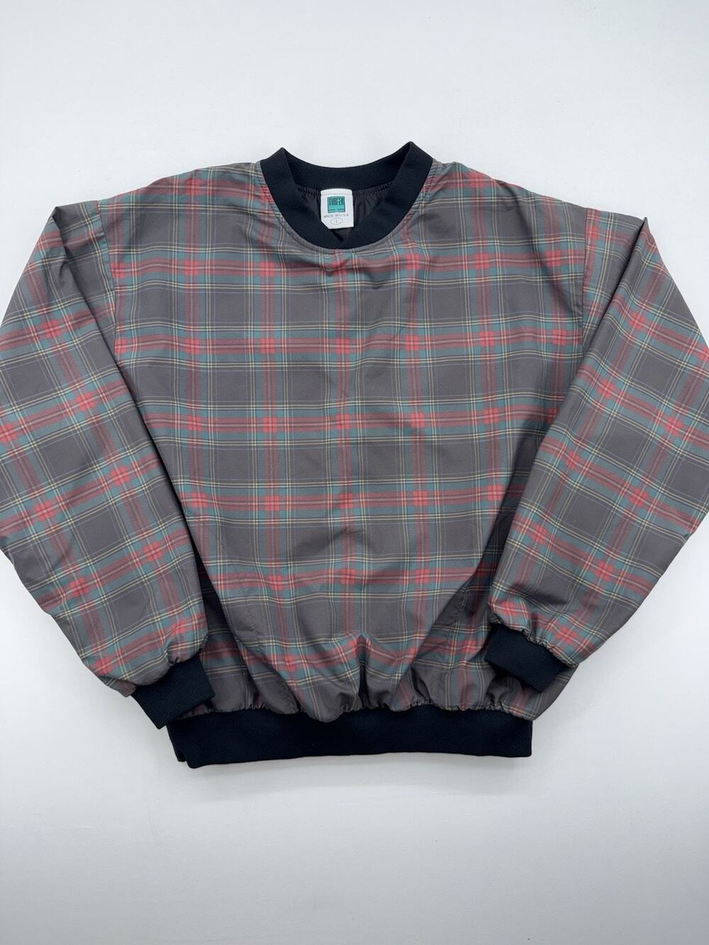 Vintage St Martin Collection by Turfer Mens Tartan Plaid Pullover Windbreaker L